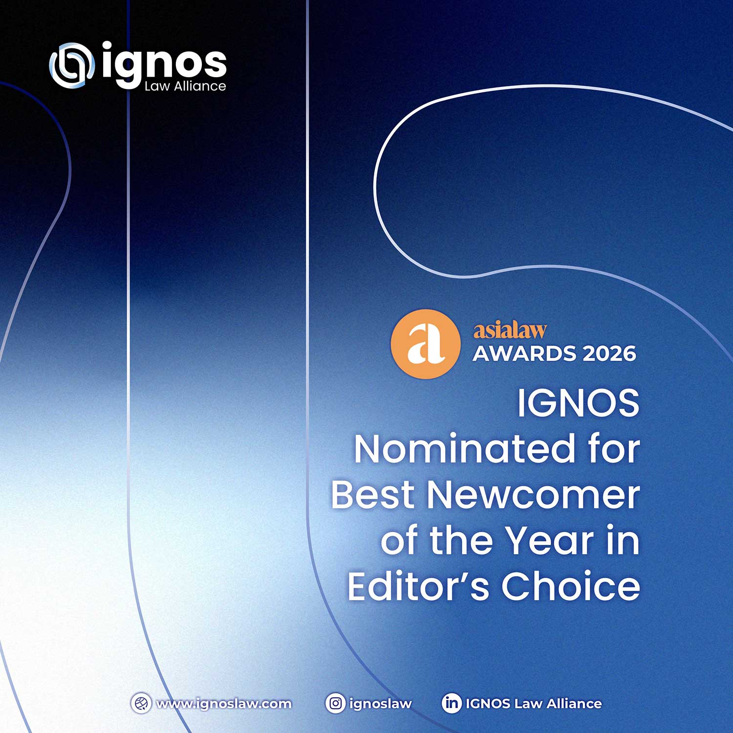 Asialaw Awards 2026: IGNOS Nominated for Best Newcomer of the Year in Editor’s Choice